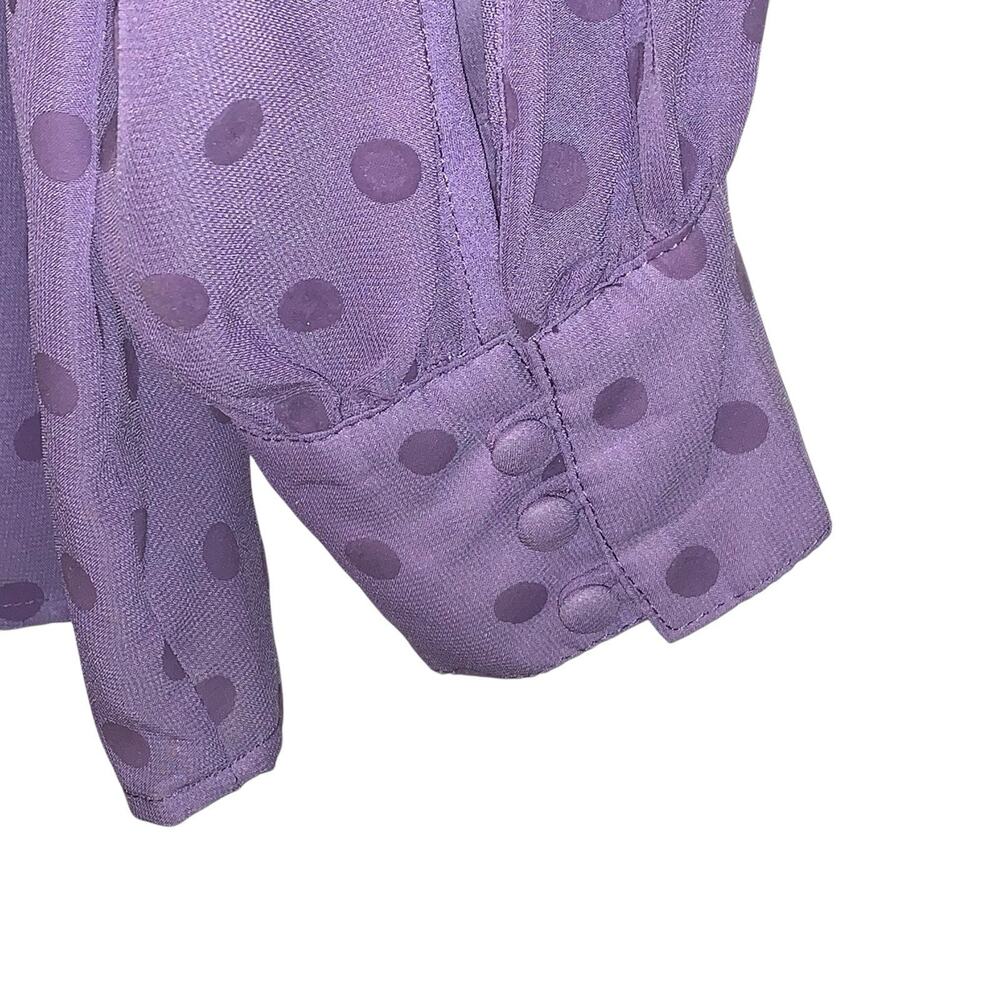 Torrid Womens Chiffon Clip Dot Top Size 2x Purple Puff Sleeve Semi Sheer Keyhole - Picture 5 of 9
